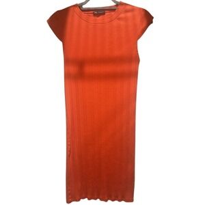 Zara Ribbed Knit Mini Dress Sleeveless Red‎ Orange Casual Everyday